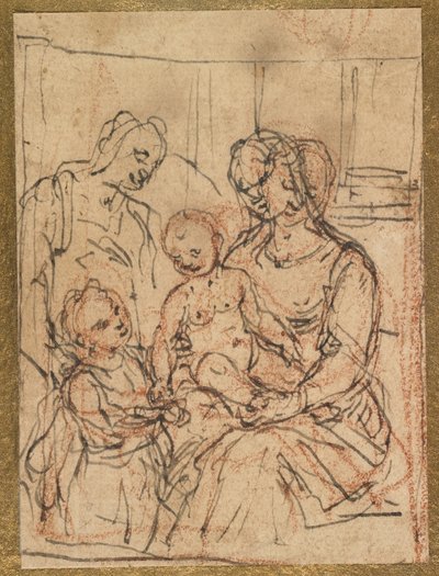 Madonna mit Kind, der heiligen Elisabeth und dem kleinen Johannes dem Täufer, Mitte des 16. Jahrhunderts von Alessandro Casolani